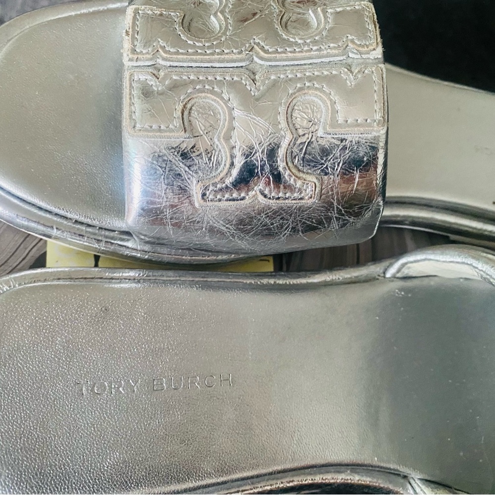 Tory Burch Metallic Leather Slides